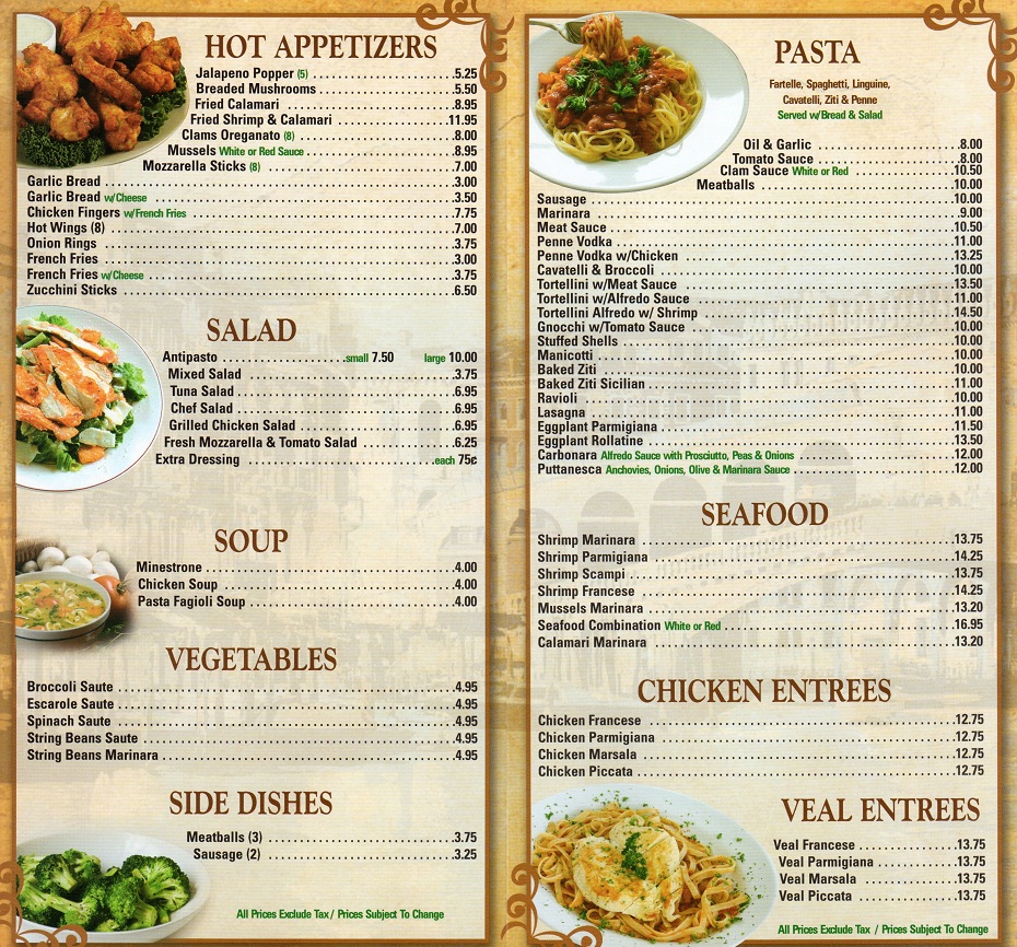 Attilio's  Italian Restaurant & Pizzeria Menu